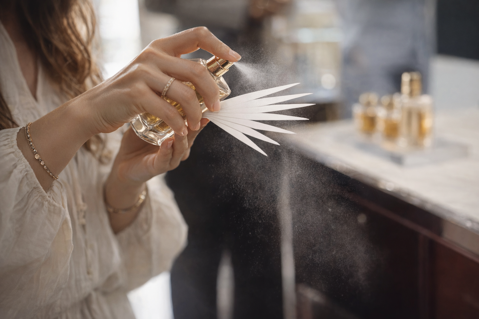 Applying an oil-based perfume by OMRY Fragrances